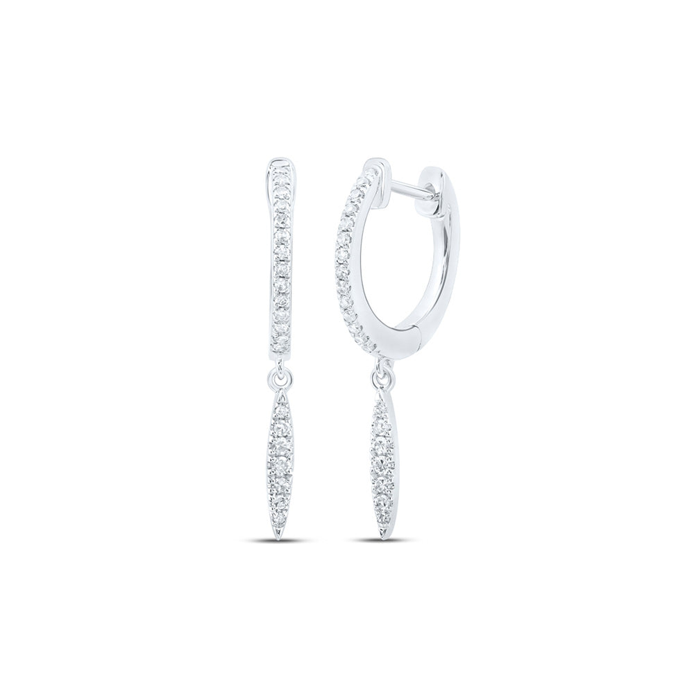 10K White Or Yellow Gold Womens Round Diamond Drop Dangle Earrings