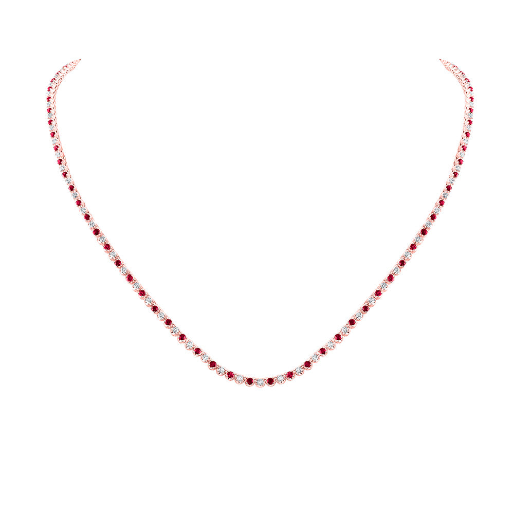 14K Rose Or Yellow Gold Womens Round Diamond Tennis Necklace 5-5/8 Cttw