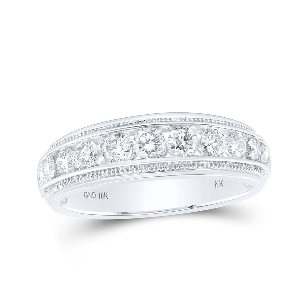 10K Yellow Or White Or Rose Gold Mens Round Diamond Band Ring , Mens Size: 7-13