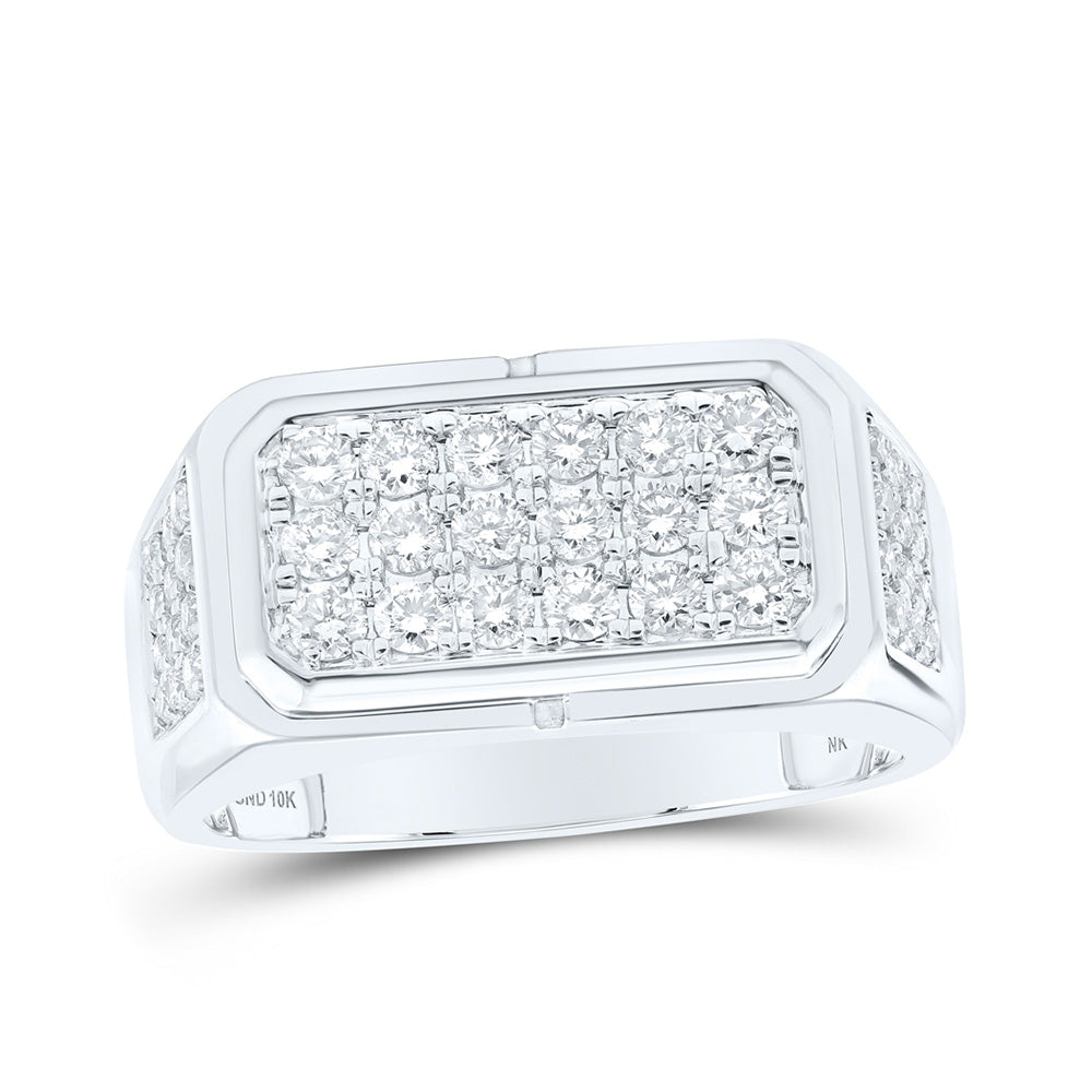 10K White Gold Mens Round Diamond Band Ring 1 Cttw, Mens Size: 7-13