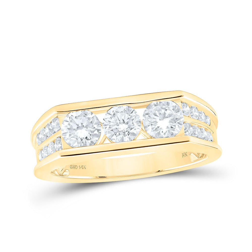 14K White Or Yellow Gold Mens Round Diamond Band Ring , Mens Size: 7-13