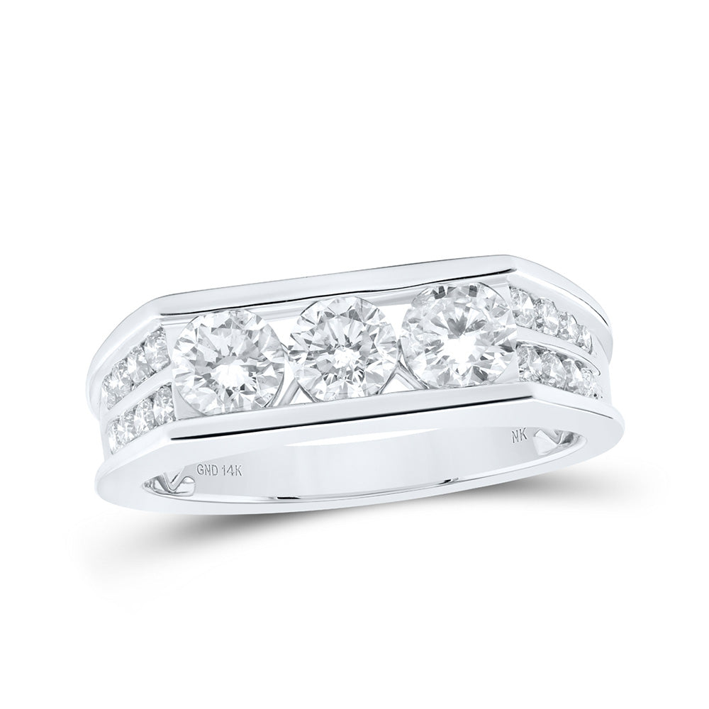 14K White Or Yellow Gold Mens Round Diamond Band Ring , Mens Size: 7-13