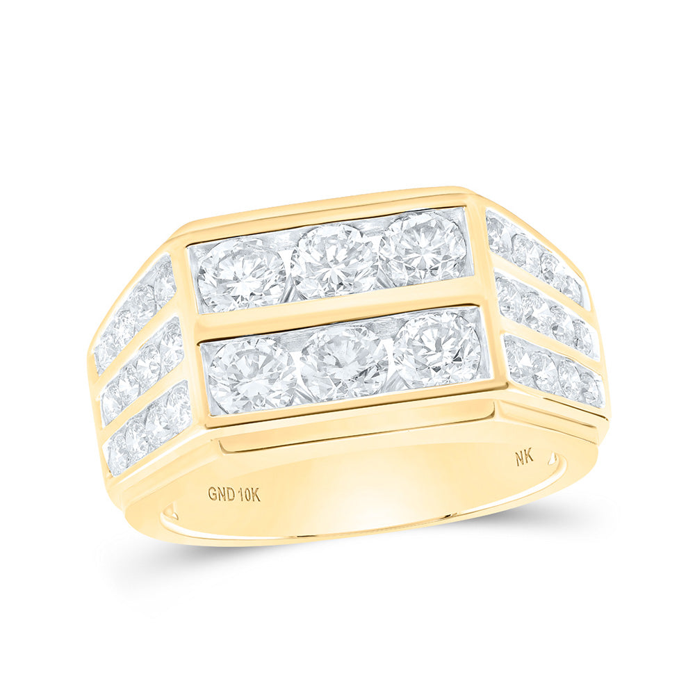 10K White Or Yellow Gold Mens Round Diamond Band Ring, Mens Size: 7-13