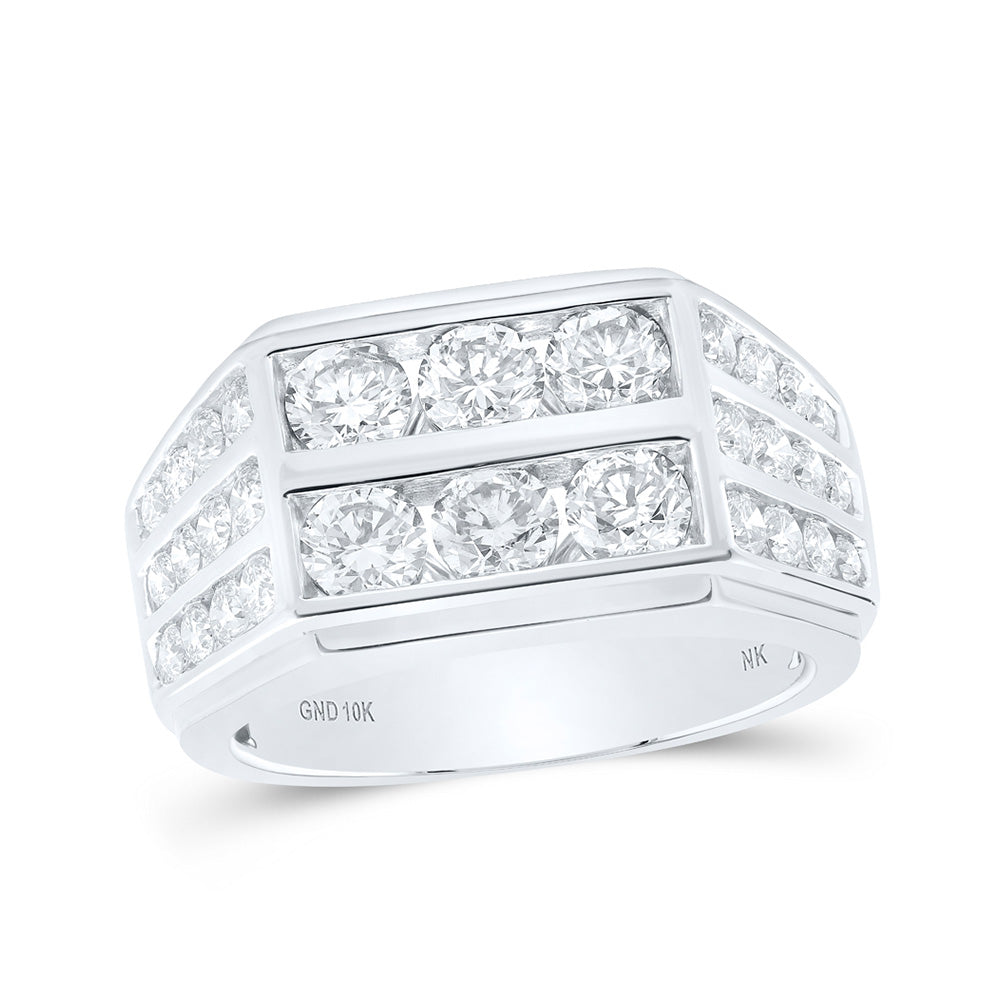 10K White Or Yellow Gold Mens Round Diamond Band Ring, Mens Size: 7-13