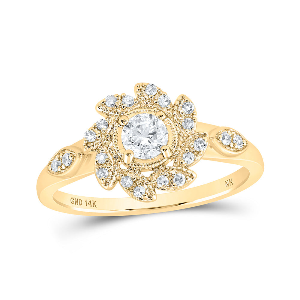 14K White Or Yellow Gold Womens Round Diamond Cluster Ring , Womens Size: 5-10