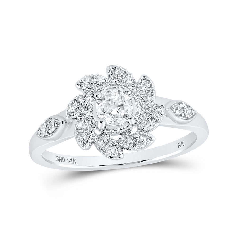 14K White Or Yellow Gold Womens Round Diamond Cluster Ring , Womens Size: 5-10