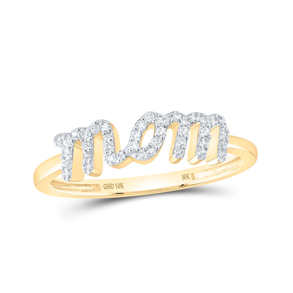 10K Yellow Or White Or Rose Gold Womens Round Diamond Mom Ring , Womens Size: 5-10