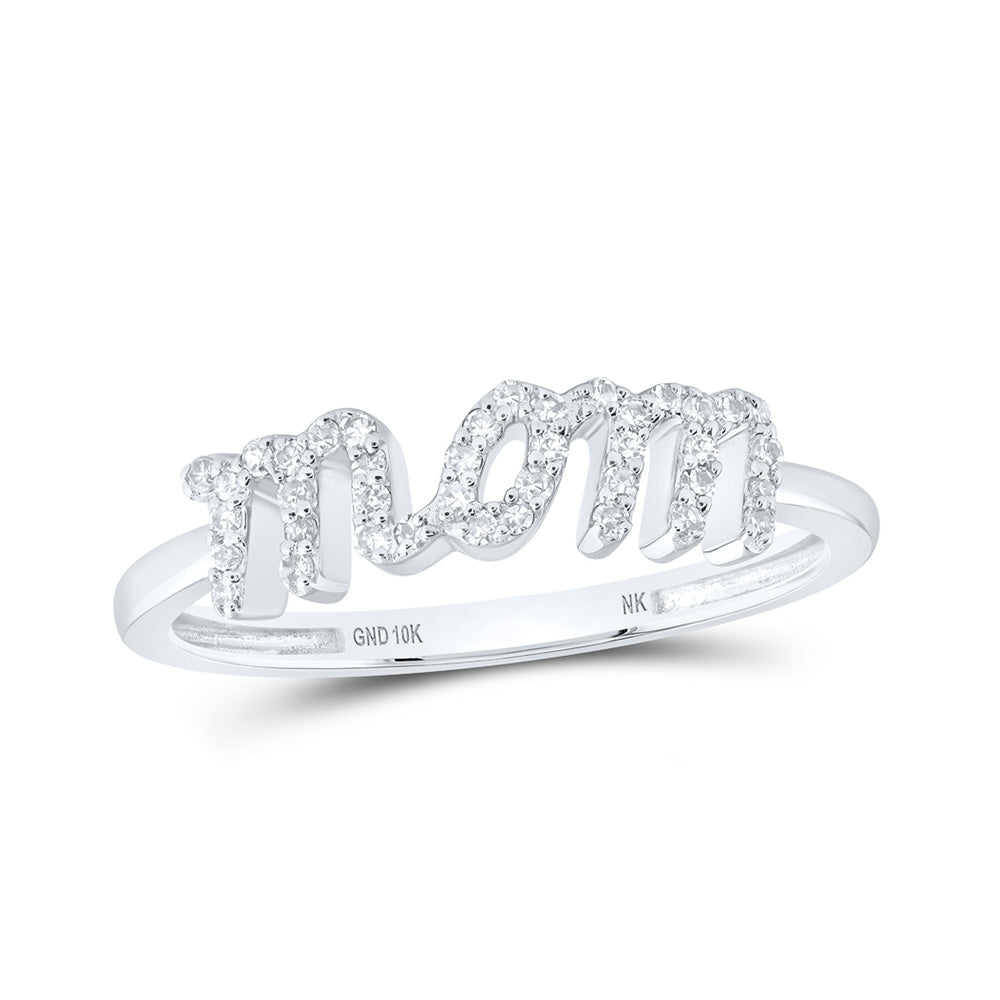 10K Yellow Or White Or Rose Gold Womens Round Diamond Mom Ring , Womens Size: 5-10