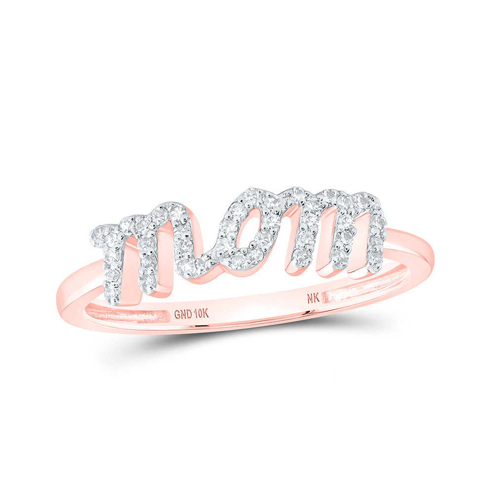 10K Yellow Or White Or Rose Gold Womens Round Diamond Mom Ring , Womens Size: 5-10
