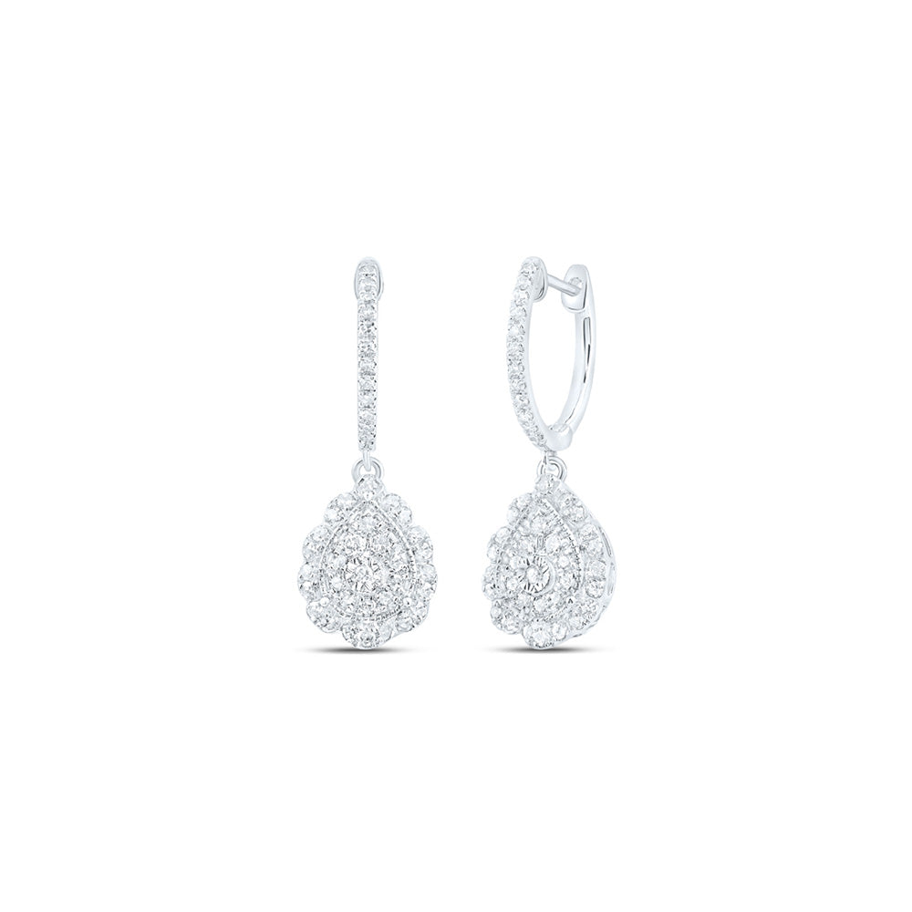 10K Yellow Or White Or Rose Gold Womens Round Diamond Teardrop Dangle Earrings