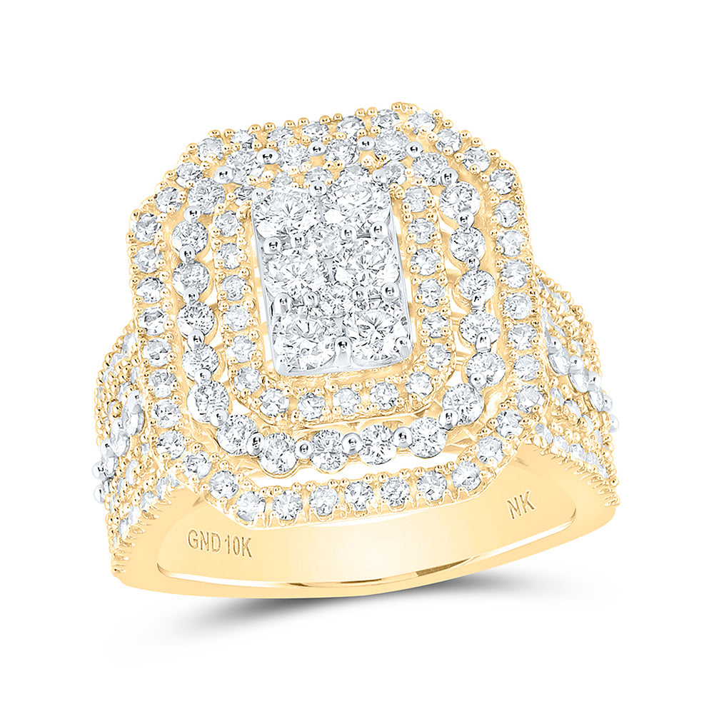 10K Yellow Gold Round Diamond Octagon Bridal Wedding Engagement Ring 2 Cttw, Womens Size: 5-10