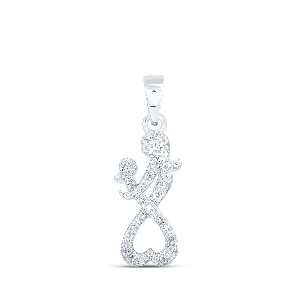 10K Yellow Or White Or Rose Gold Womens Round Diamond Mom Child Heart Pendant