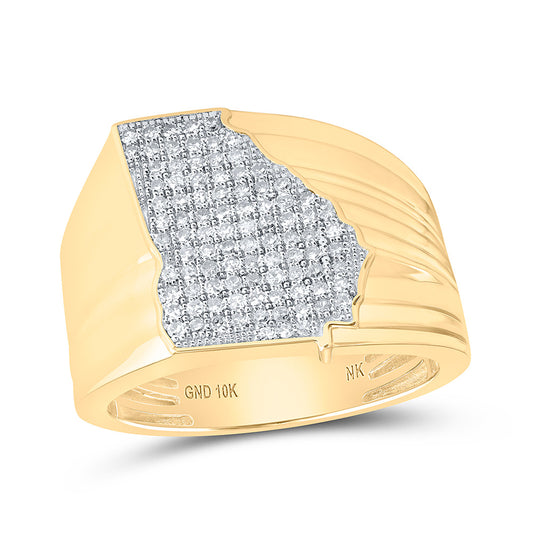 10K Yellow Gold Mens Round Diamond Georgia Cluster Ring 1/2 Cttw, Mens Size: 7-13