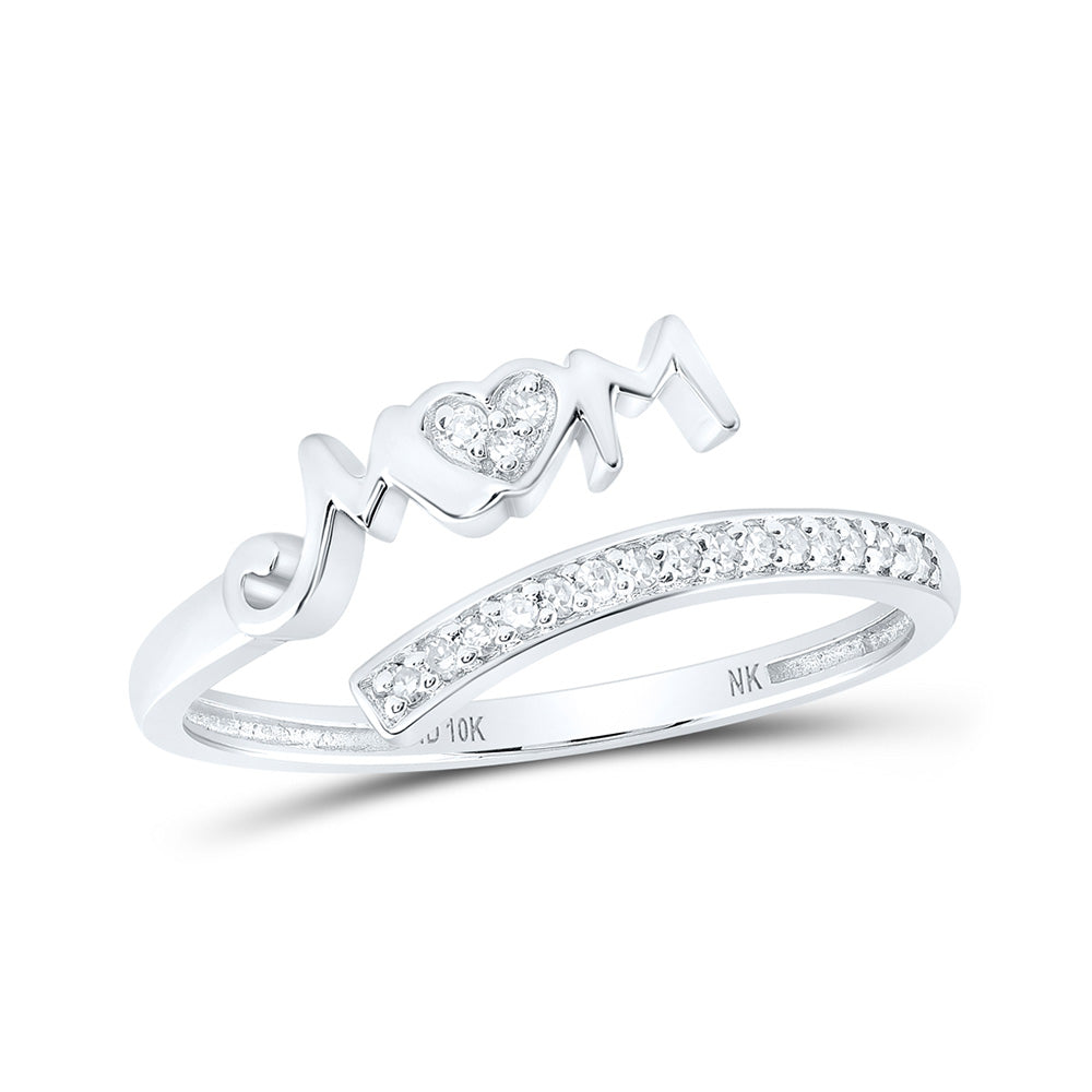 10K Yellow Or White Or Rose Gold Womens Round Diamond Mom Ring , Womens Size: 5-10