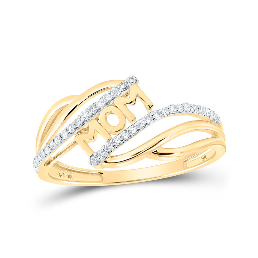 10K Yellow Or White Or Rose Gold Womens Round Diamond Mom Ring , Womens Size: 5-10