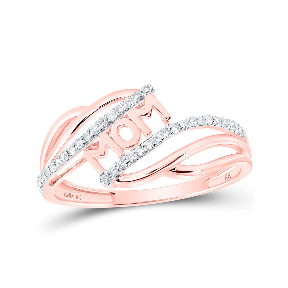 10K Yellow Or White Or Rose Gold Womens Round Diamond Mom Ring , Womens Size: 5-10