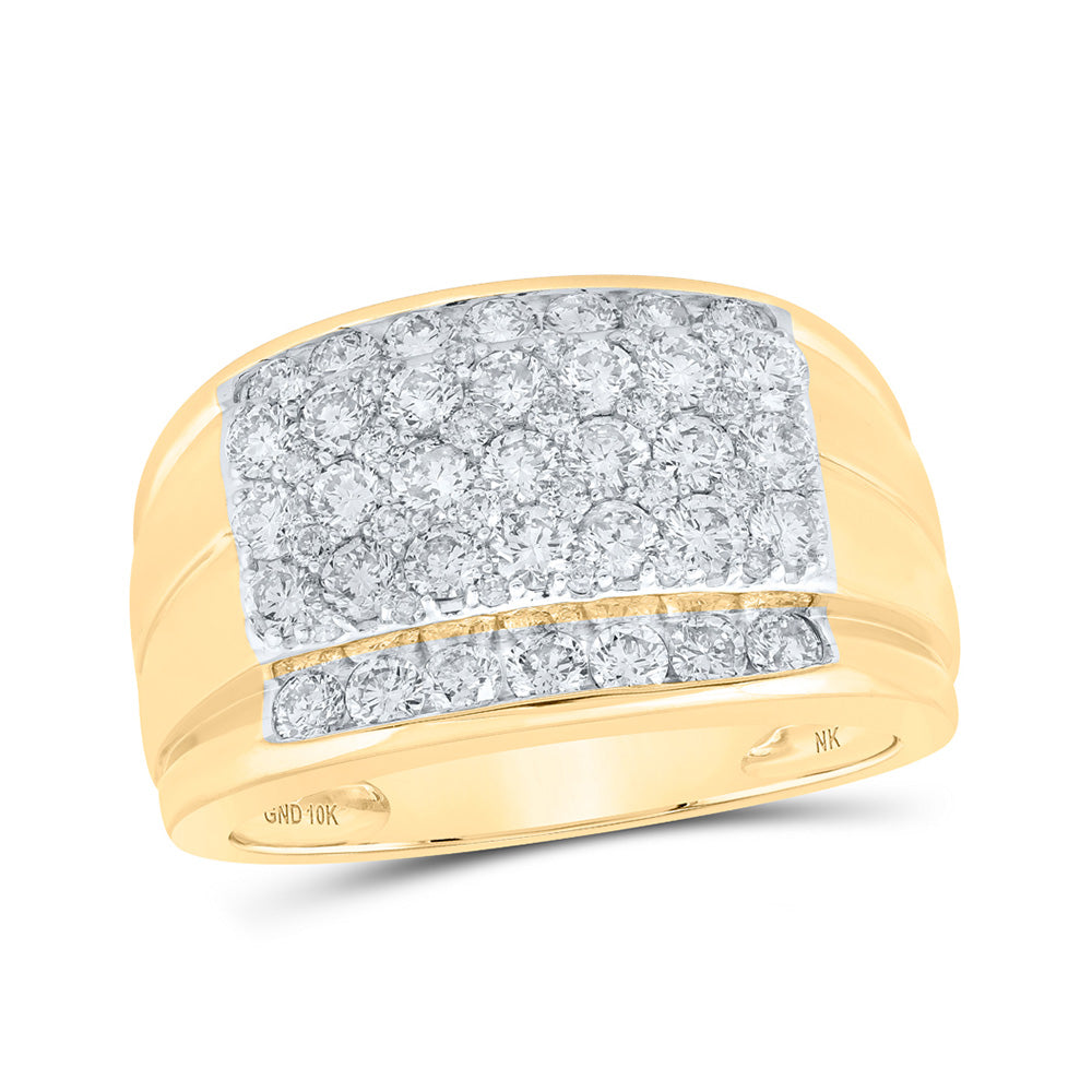 10K White Or Yellow Gold Mens Round Diamond Band Ring , Mens Size: 7-13