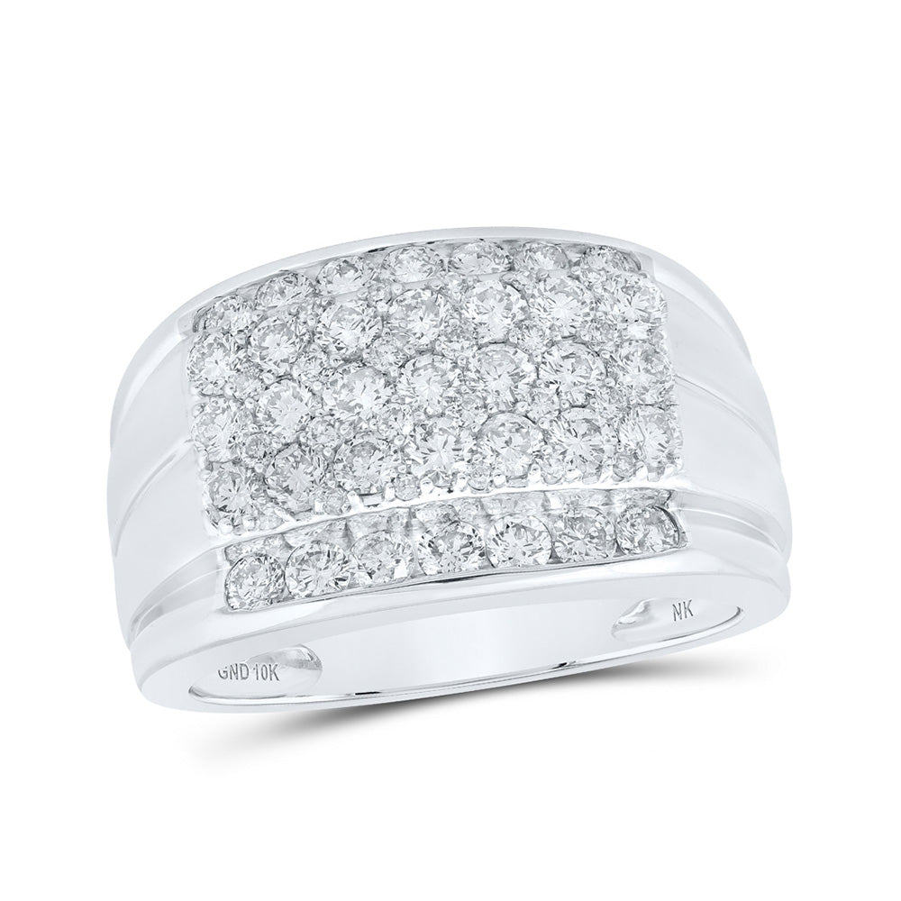10K White Or Yellow Gold Mens Round Diamond Band Ring , Mens Size: 7-13