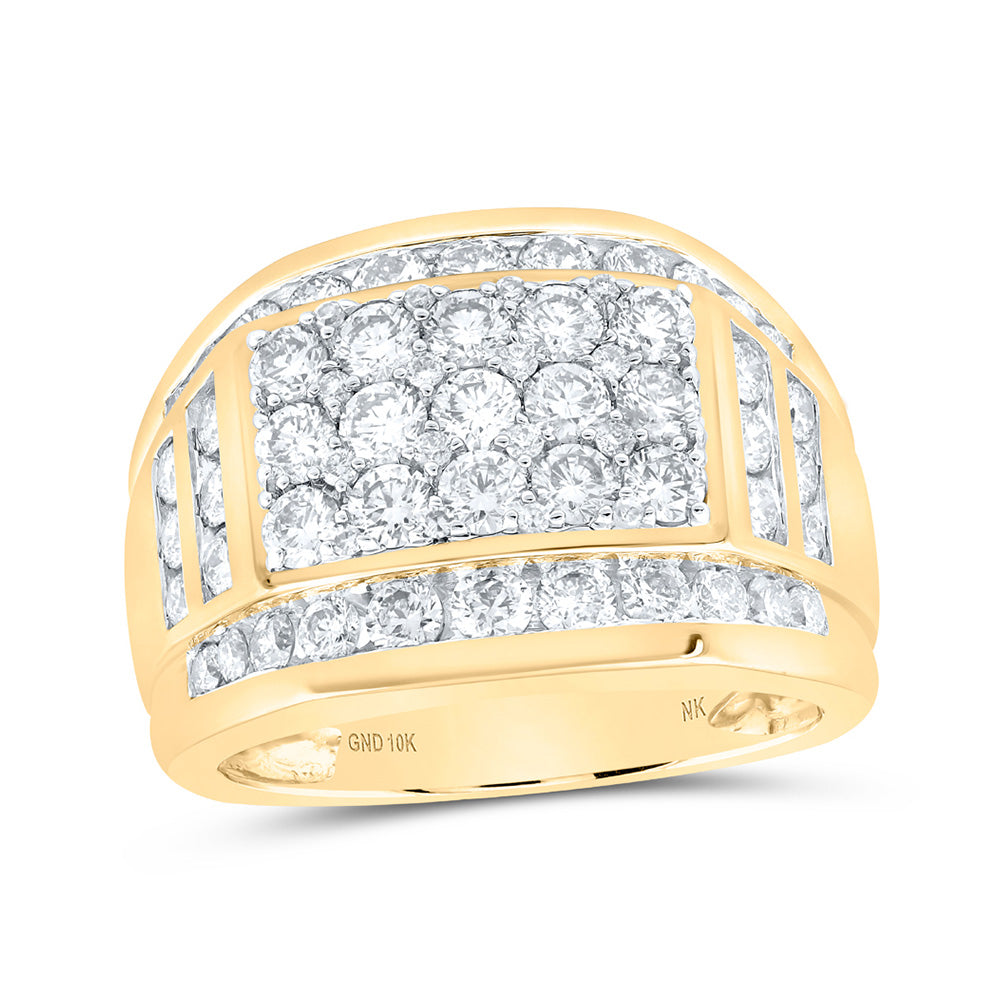 10K White Or Yellow Gold Mens Round Diamond Band Ring , Mens Size: 7-13