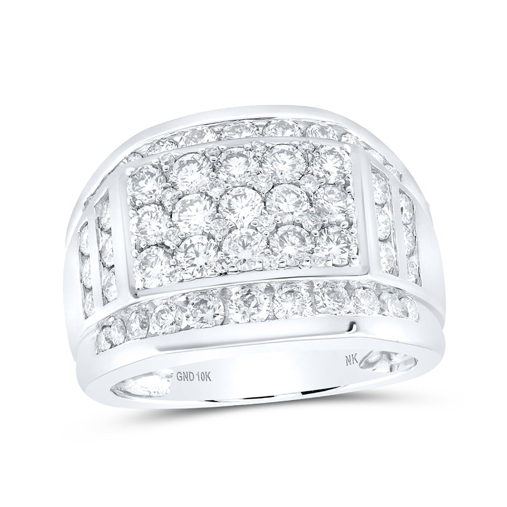 10K White Or Yellow Gold Mens Round Diamond Band Ring , Mens Size: 7-13