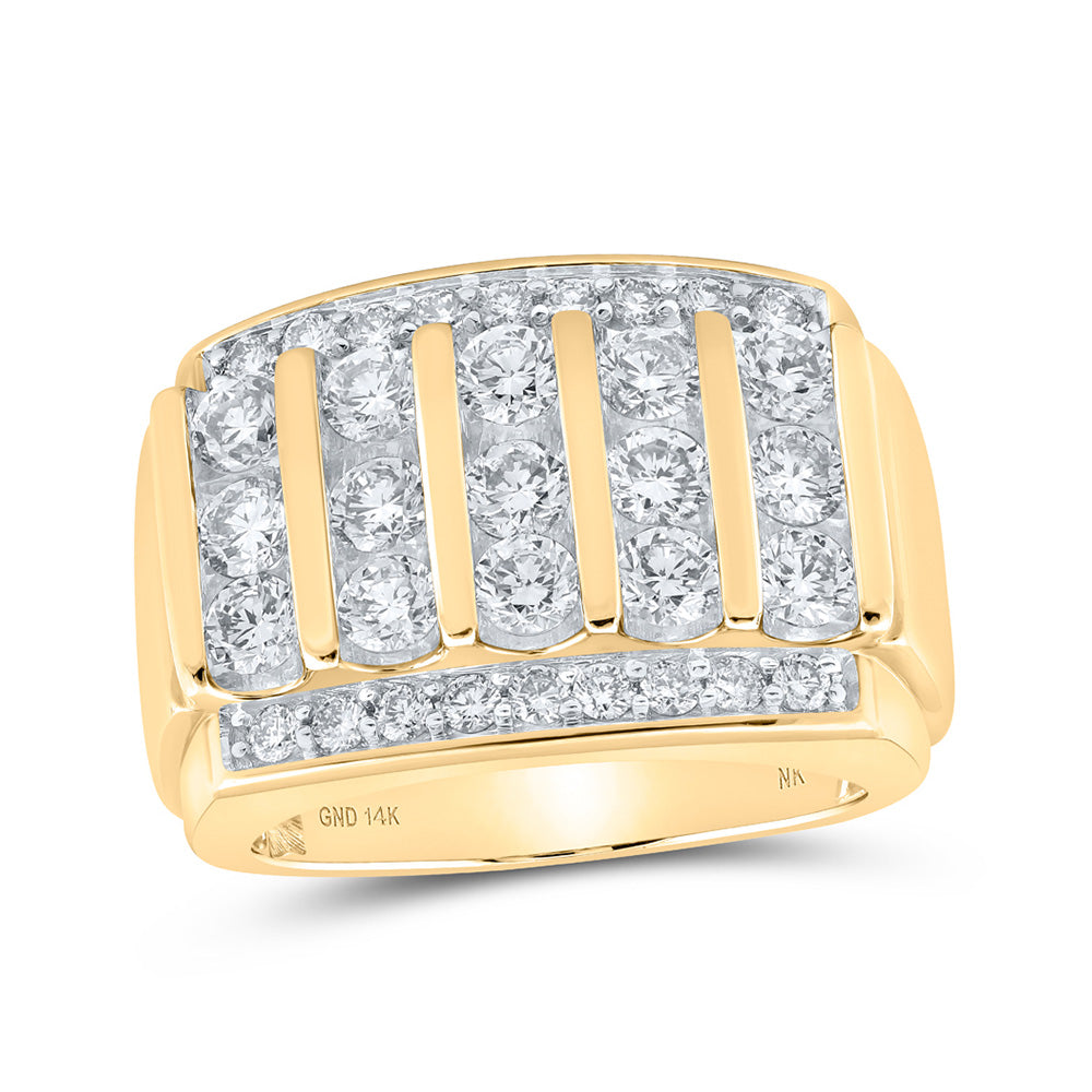 14K White Or Yellow Gold Mens Round Diamond Band Ring , Mens Size: 7-13
