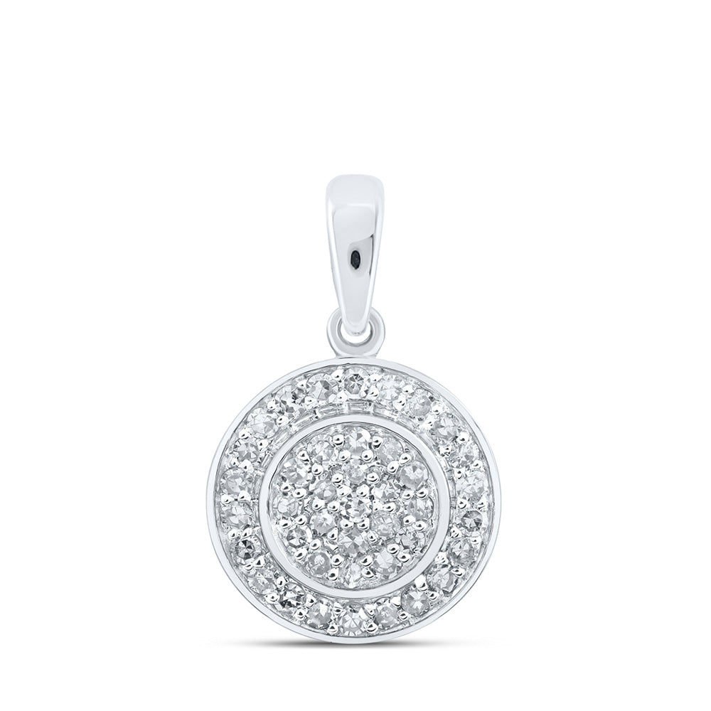 10K White Gold Womens Round Diamond Cluster Pendant 1/3 Cttw