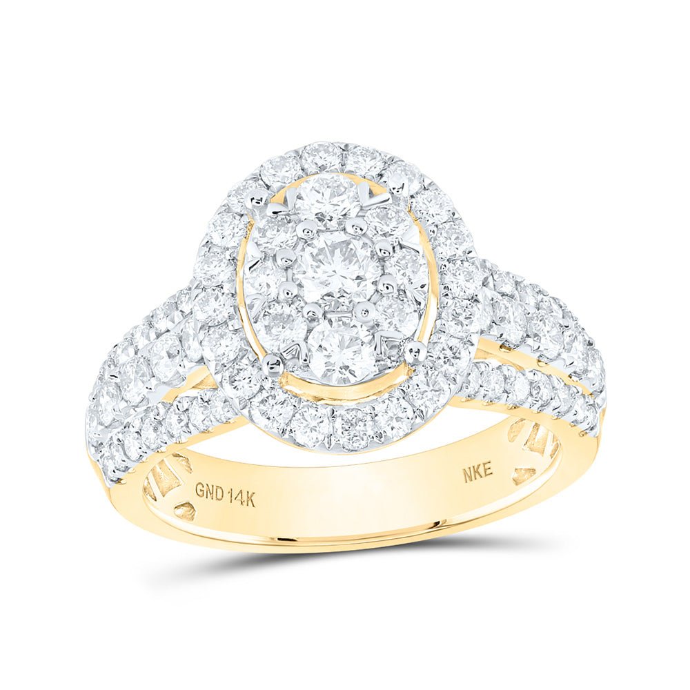 14K White Or Yellow Gold Womens Round Diamond Oval Ring, Womens Size: 5-10