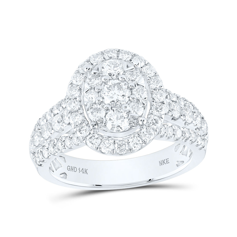 14K White Or Yellow Gold Womens Round Diamond Oval Ring, Womens Size: 5-10