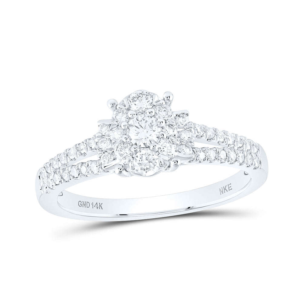 14K White Or Yellow Gold Womens Round Diamond Fashion Ring , Womens Size: 5-10