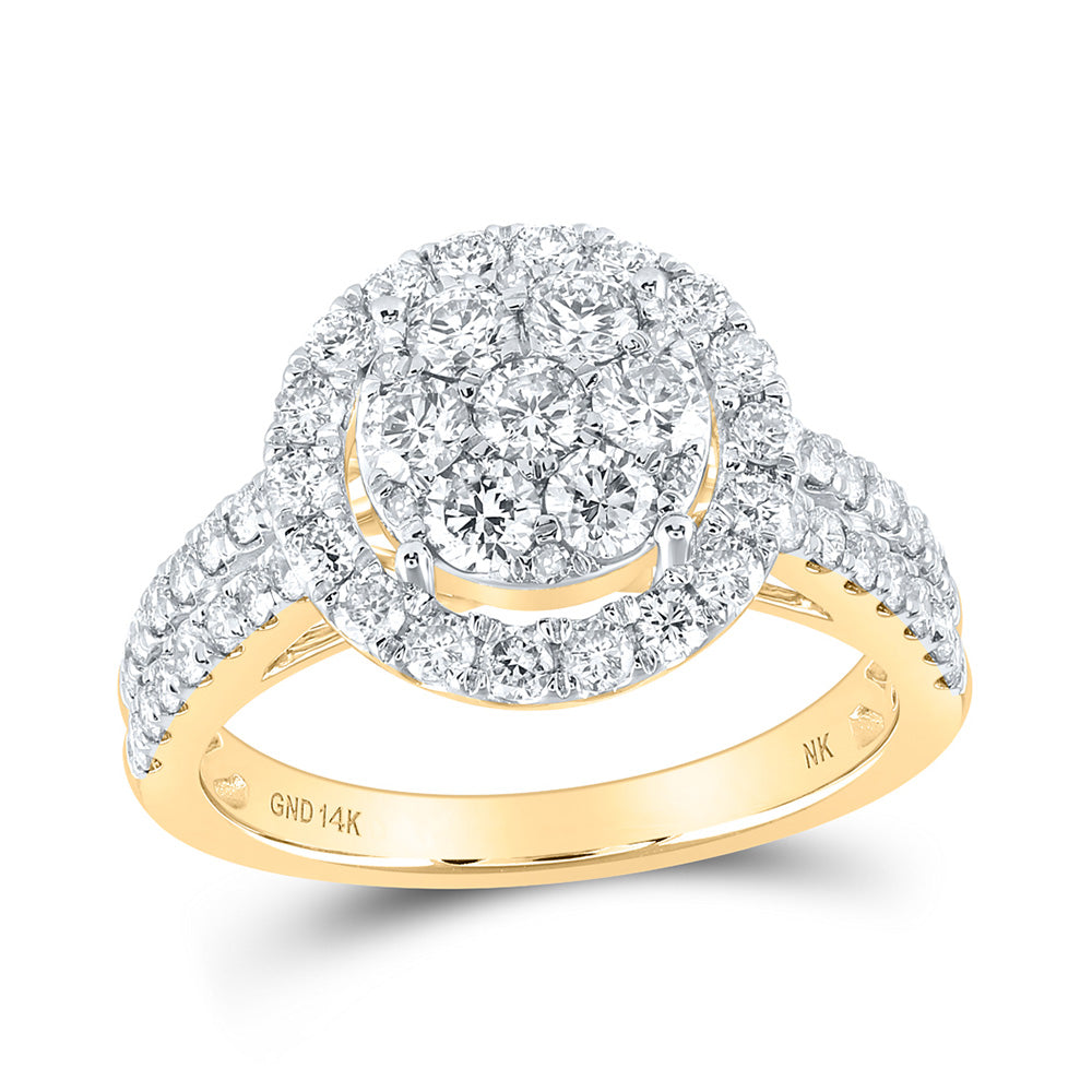 14K White Or Yellow Gold Womens Round Diamond Flower Cluster Ring, Womens Size: 5-10