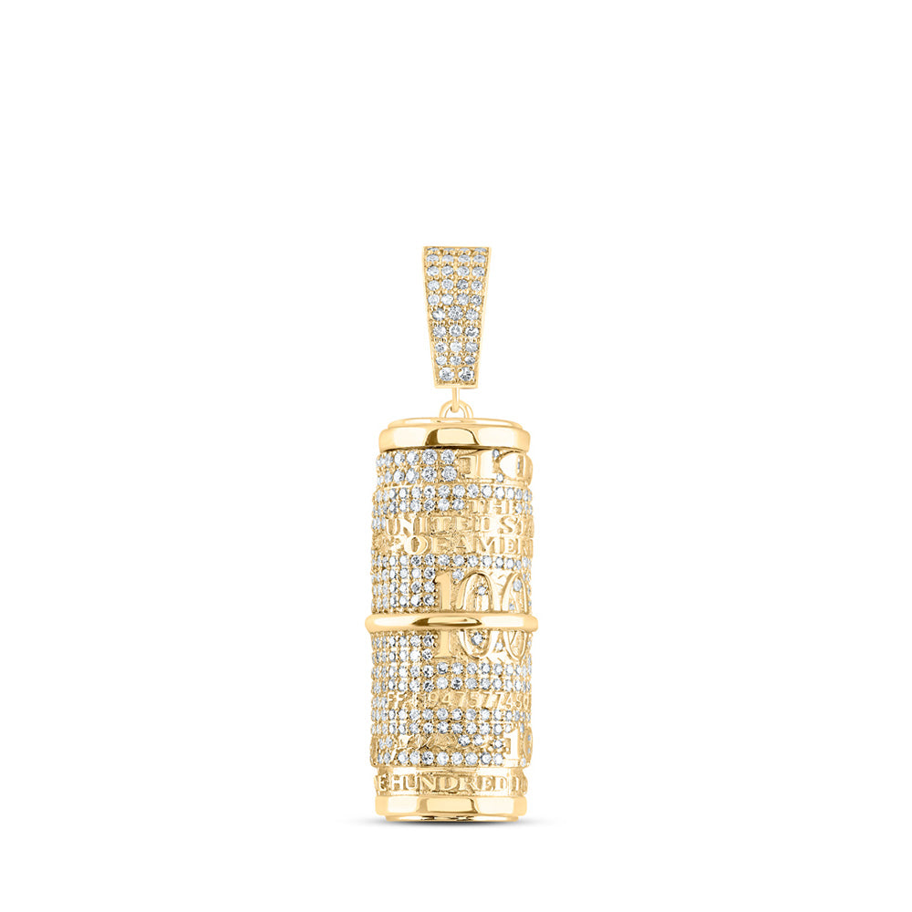 10K Yellow Gold Mens Round Diamond Urn Memorial Charm Pendant 2 Cttw