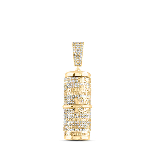 10K Yellow Gold Mens Round Diamond Urn Memorial Charm Pendant 2 Cttw