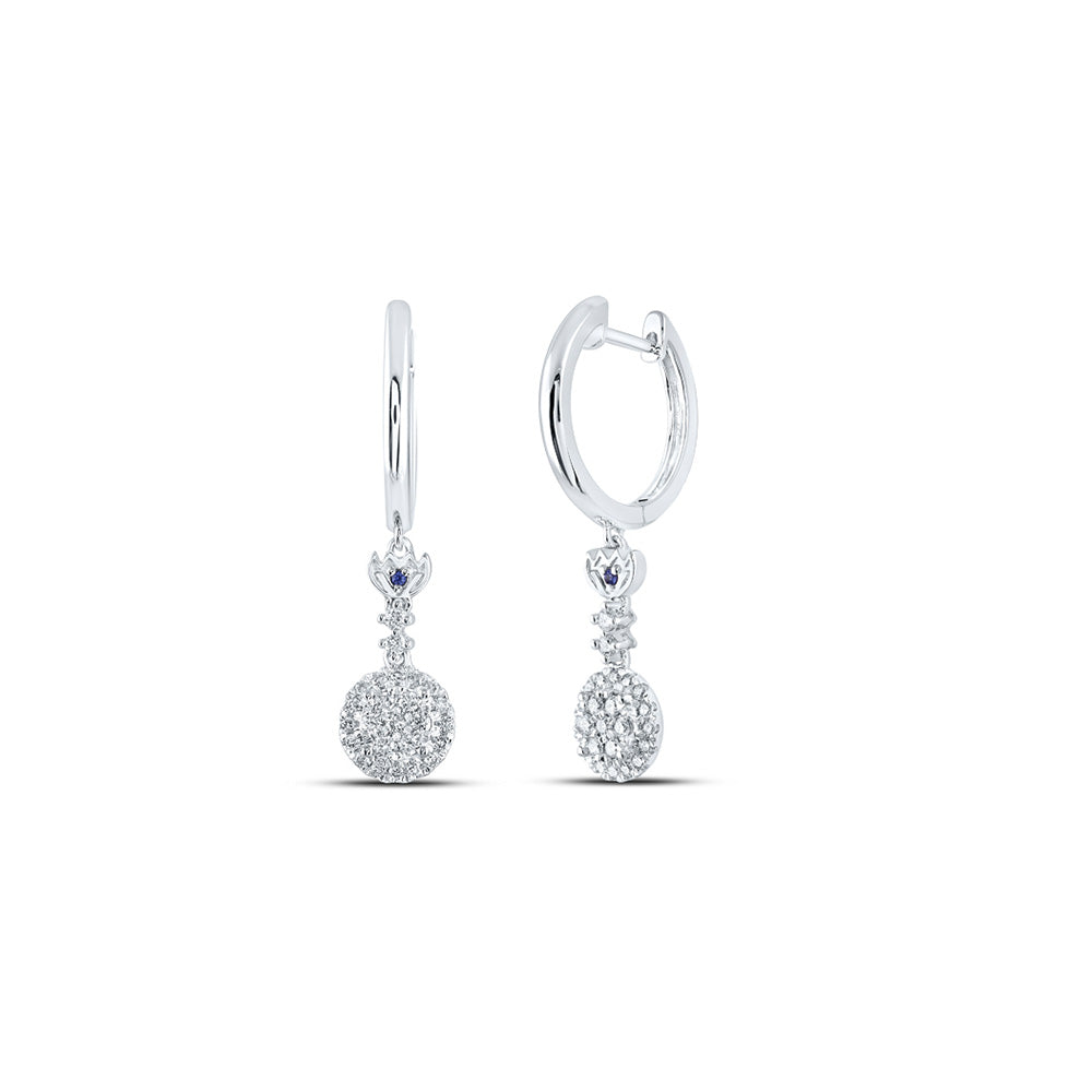 14K White Or Yellow Gold Womens Round Diamond Dangle Earrings