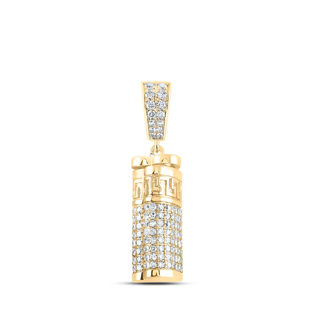 10K Yellow Gold Mens Round Diamond Urn-shape Charm Pendant 1 Cttw