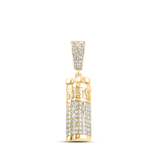 10K Yellow Gold Mens Round Diamond Urn-shape Charm Pendant 1 Cttw
