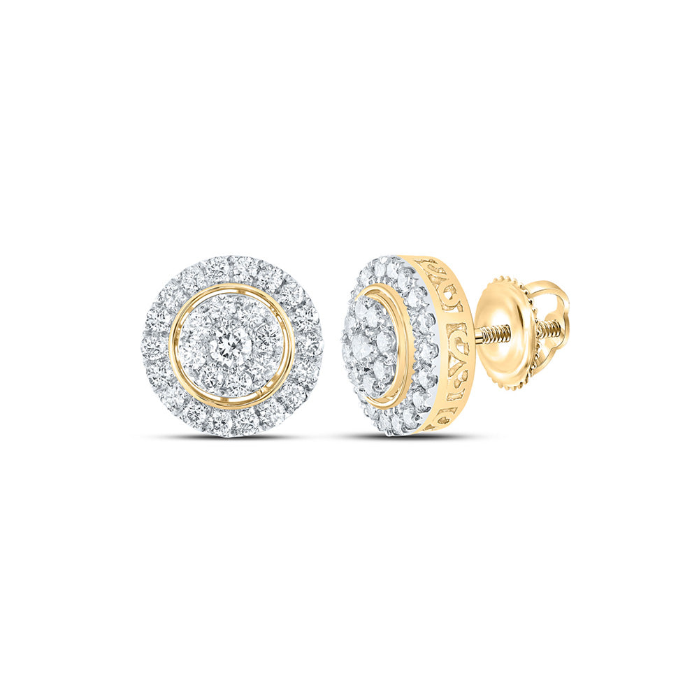10K White Or Yellow Gold Womens Round Diamond Cluster Earrings