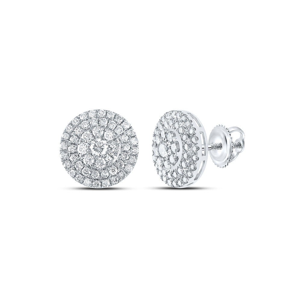 10K White Or Yellow Gold Womens Round Diamond Cluster Earrings