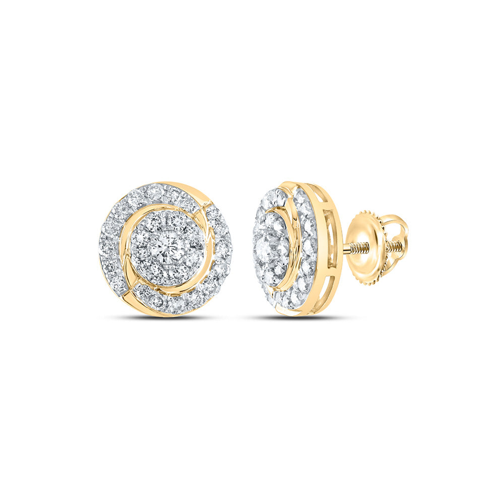 10K White Or Yellow Gold Womens Round Diamond Cluster Earrings