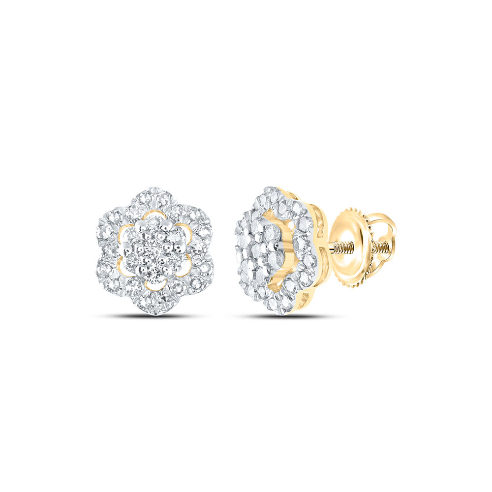10K White Or Yellow Gold Womens Round Diamond Cluster Earrings