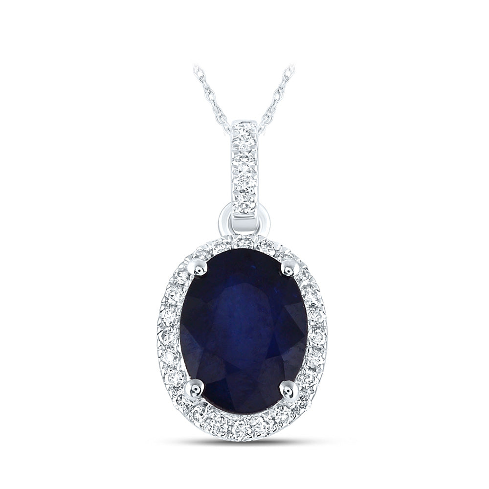 14K White Or Rose Gold Womens Oval Ruby Solitaire Diamond Halo Pendant