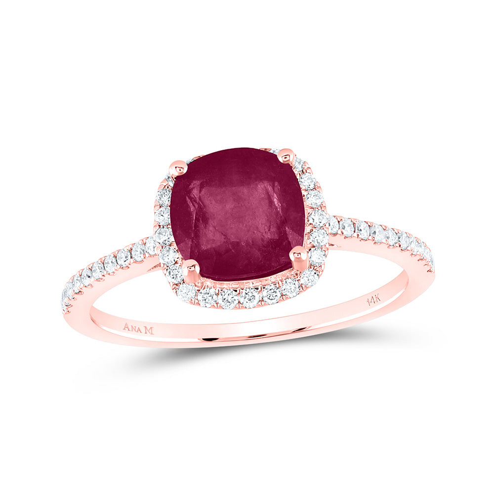 14K Rose Or White Gold Womens Cushion Diamond Halo Ring, Womens Size: 5-10