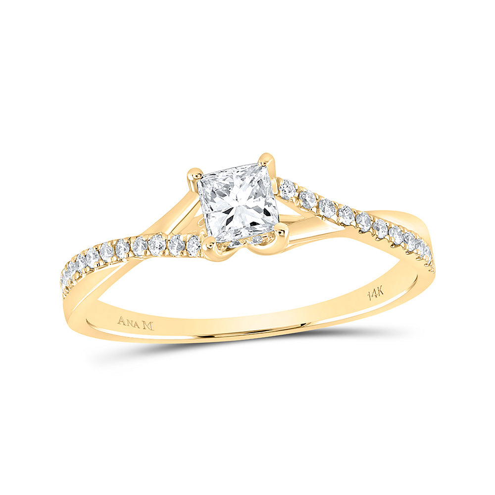 14K White Or Yellow Gold Princess Diamond Solitaire Bridal Wedding Engagement Ring , Womens Size: 5-10