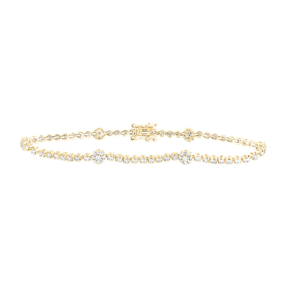 10K White Or Yellow Gold Womens Round Diamond Fashion Bracelet