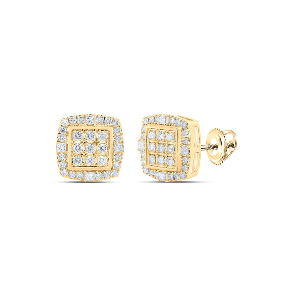 10K White Or Yellow Gold Round Diamond Square Earrings