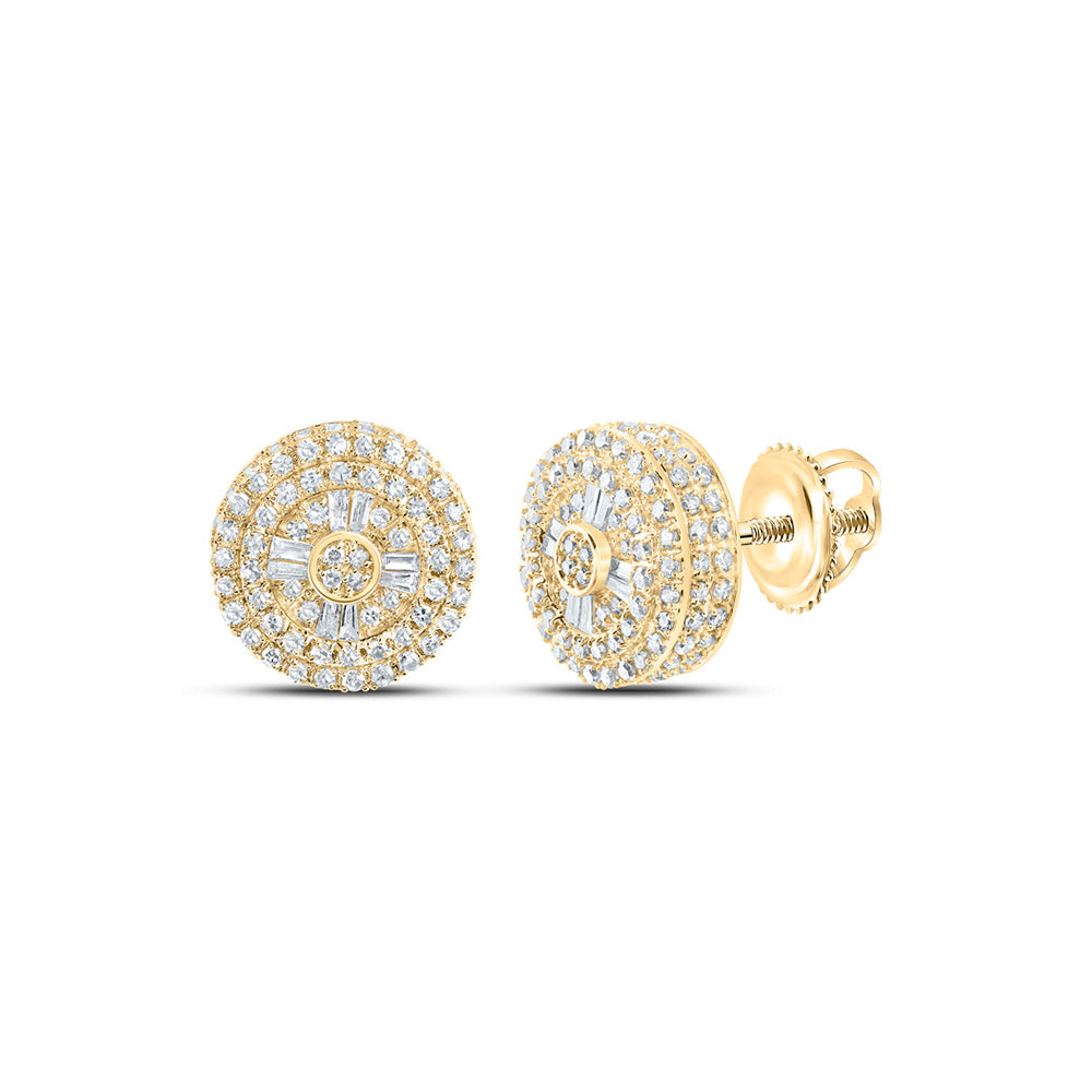 10K White Or Yellow Gold Baguette Diamond Circle Earrings