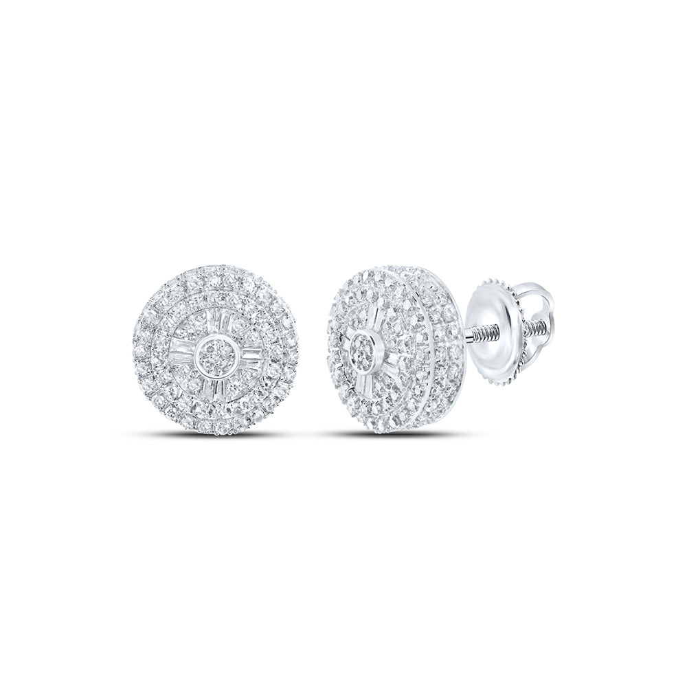 10K White Or Yellow Gold Baguette Diamond Circle Earrings