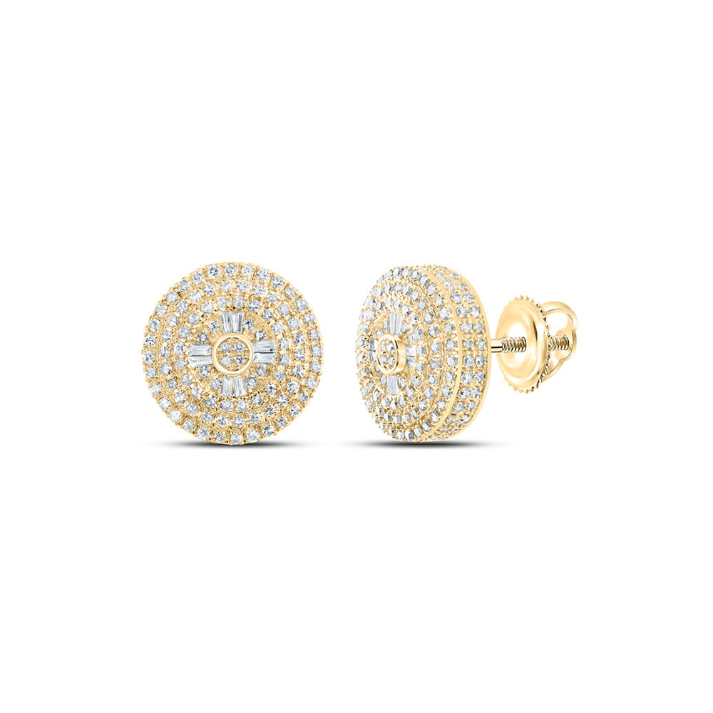 10K Yellow Gold Baguette Diamond Circle Earrings 1 Cttw