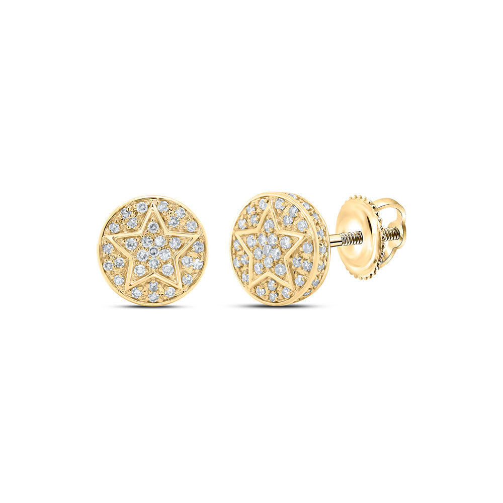 10K White Or Yellow Gold Round Diamond Star Earrings