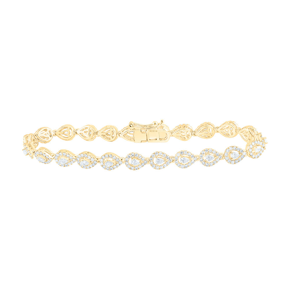 14K White Or Yellow Gold Womens Pear Diamond Fashion Bracelet