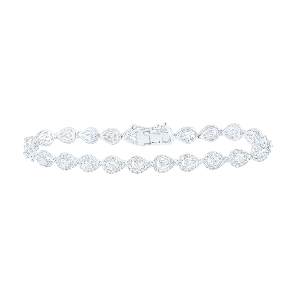 14K White Or Yellow Gold Womens Pear Diamond Fashion Bracelet